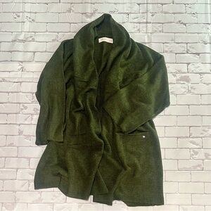 Cozy Green Open Front Cardigan